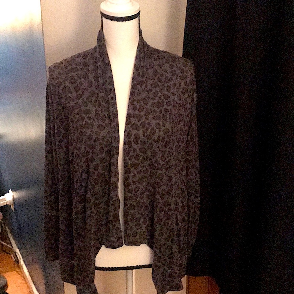 Animal print charcoal grey light weight cardigan